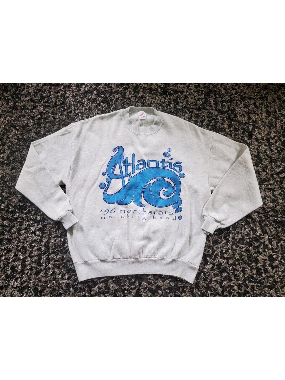 Vtg Marching Band Sweatshirt Pullover XL Atlantis 90s Graphic
